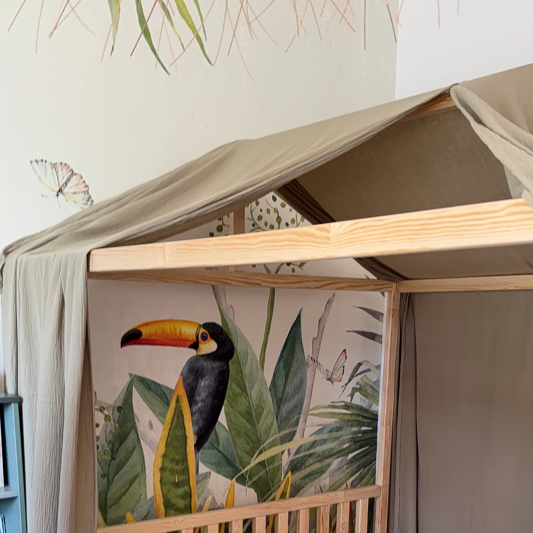 Ciel de lit cabane vert olive pour lit cabane