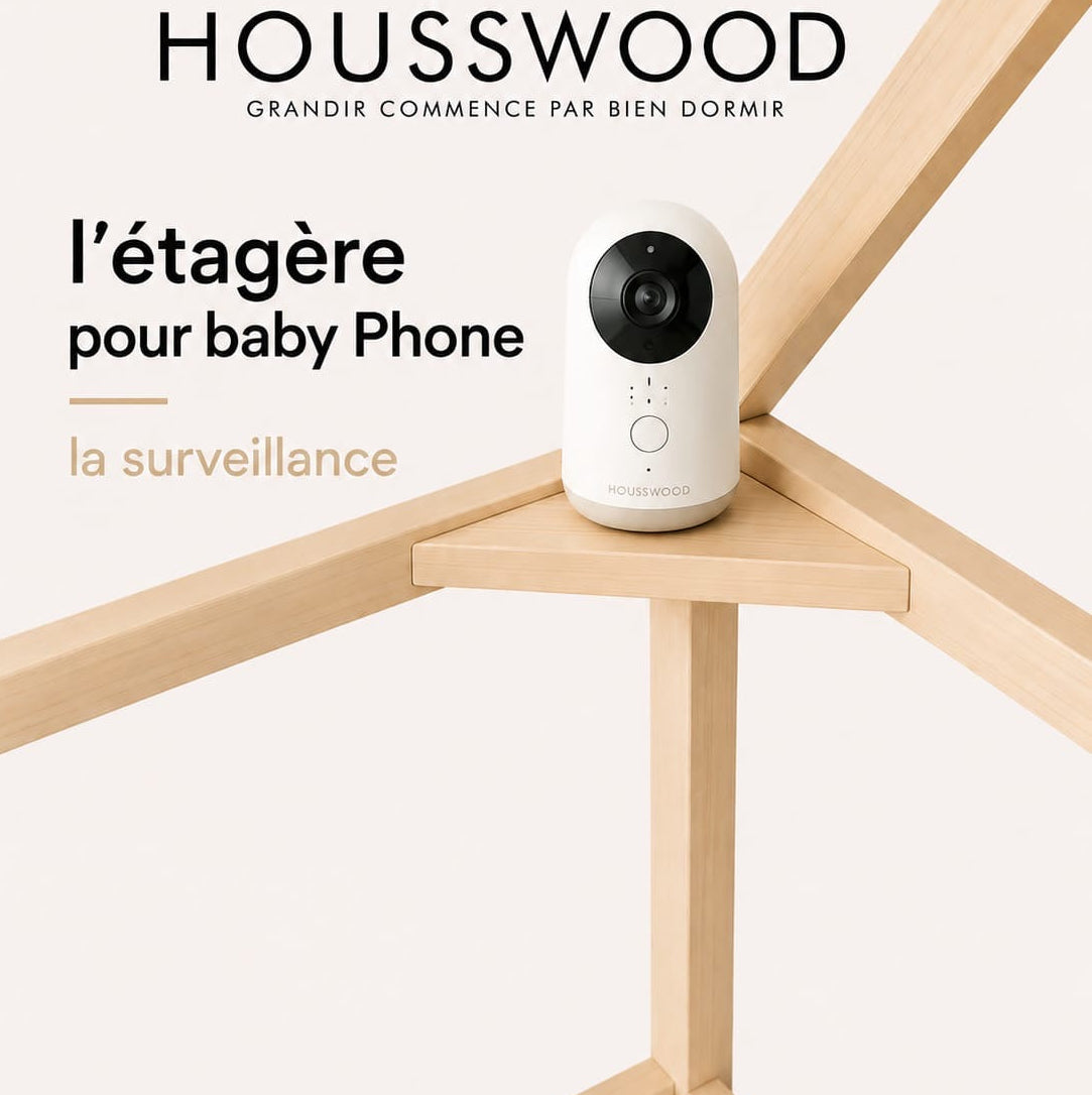 Cette étagère en bois massif permettra de poser la caméra de votre enfant pour pouvoir le voir sans son lit cabane Housswood