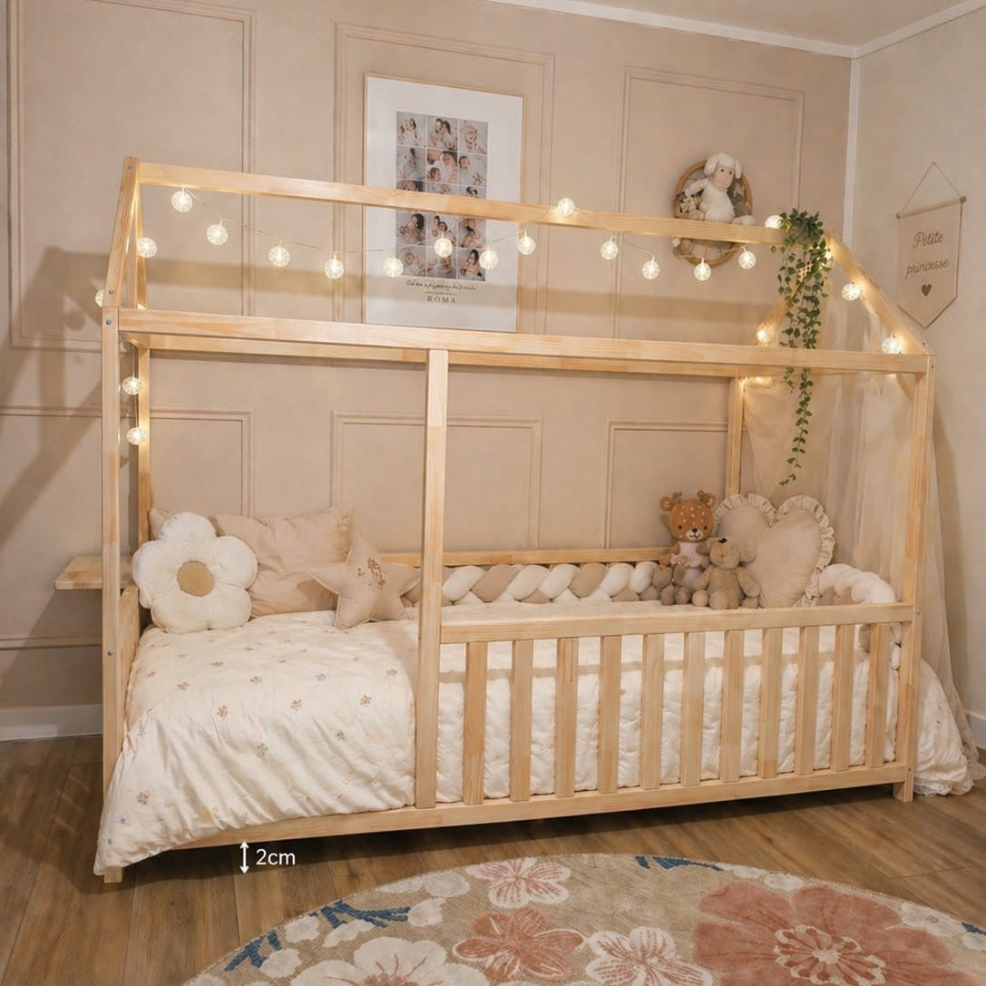     Détail des finitions artisanales du lit Housswood Du lit cabane made in France en 90x190cm