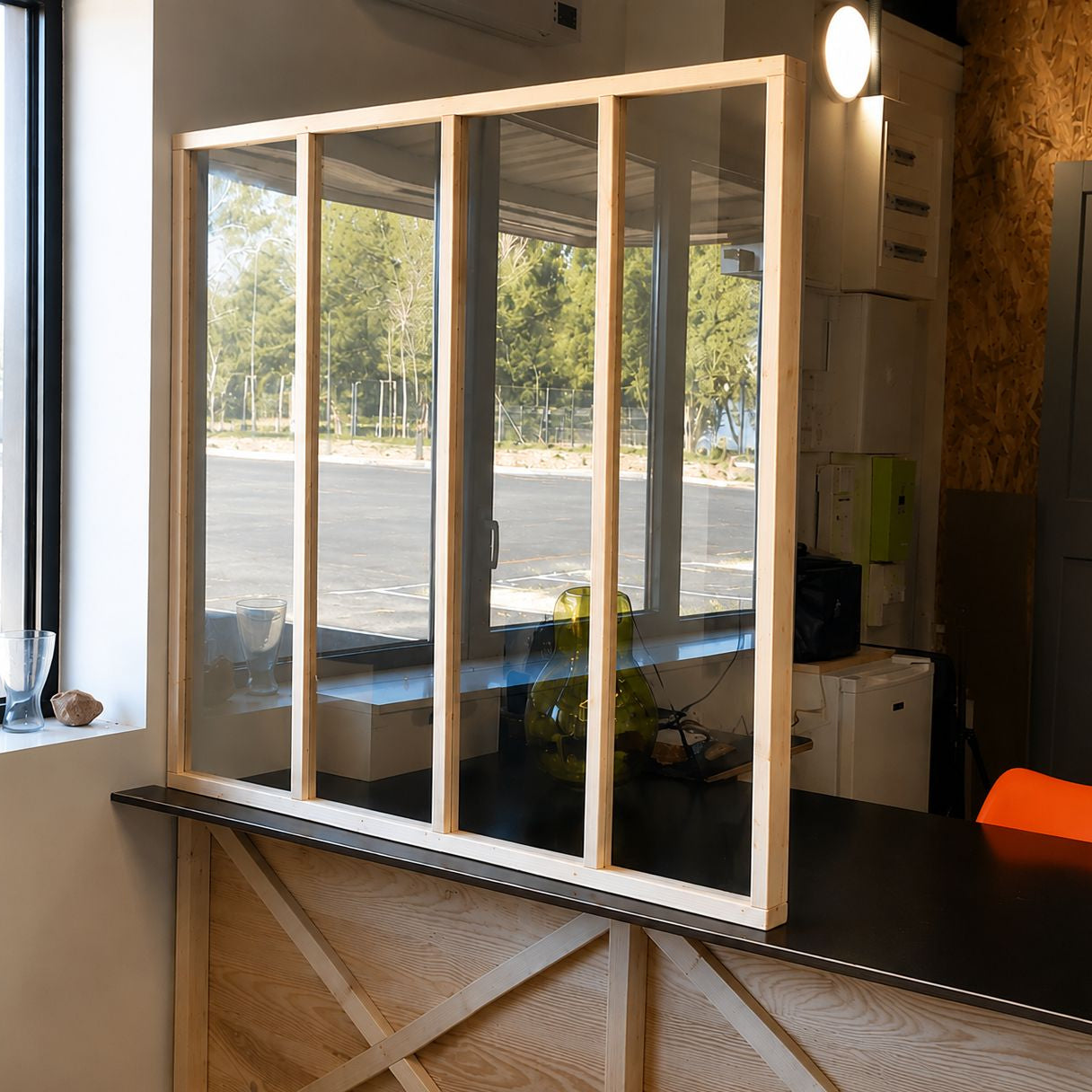 Verrière atelier bois brut